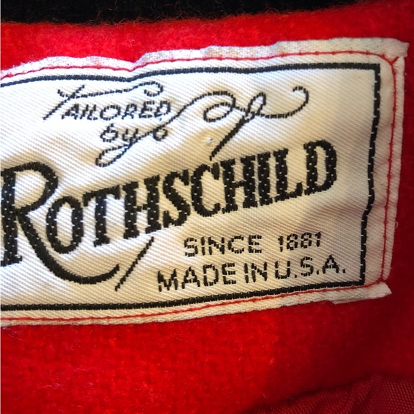 Red wool coat with black velvet trim and matching red wool bonnet. - Picture 6 of 9